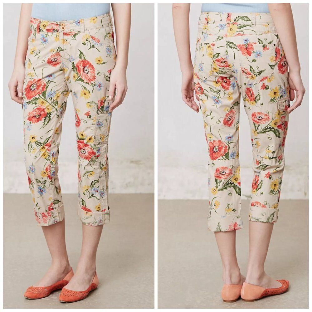 Anthropologie Hei Hei Sundrop Floral Cargo Pants Size 2 - Picture 7 of 13